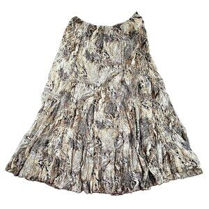 Rafael Womens Gathered Skirt Brown Geometric size Petite Large  JH1556